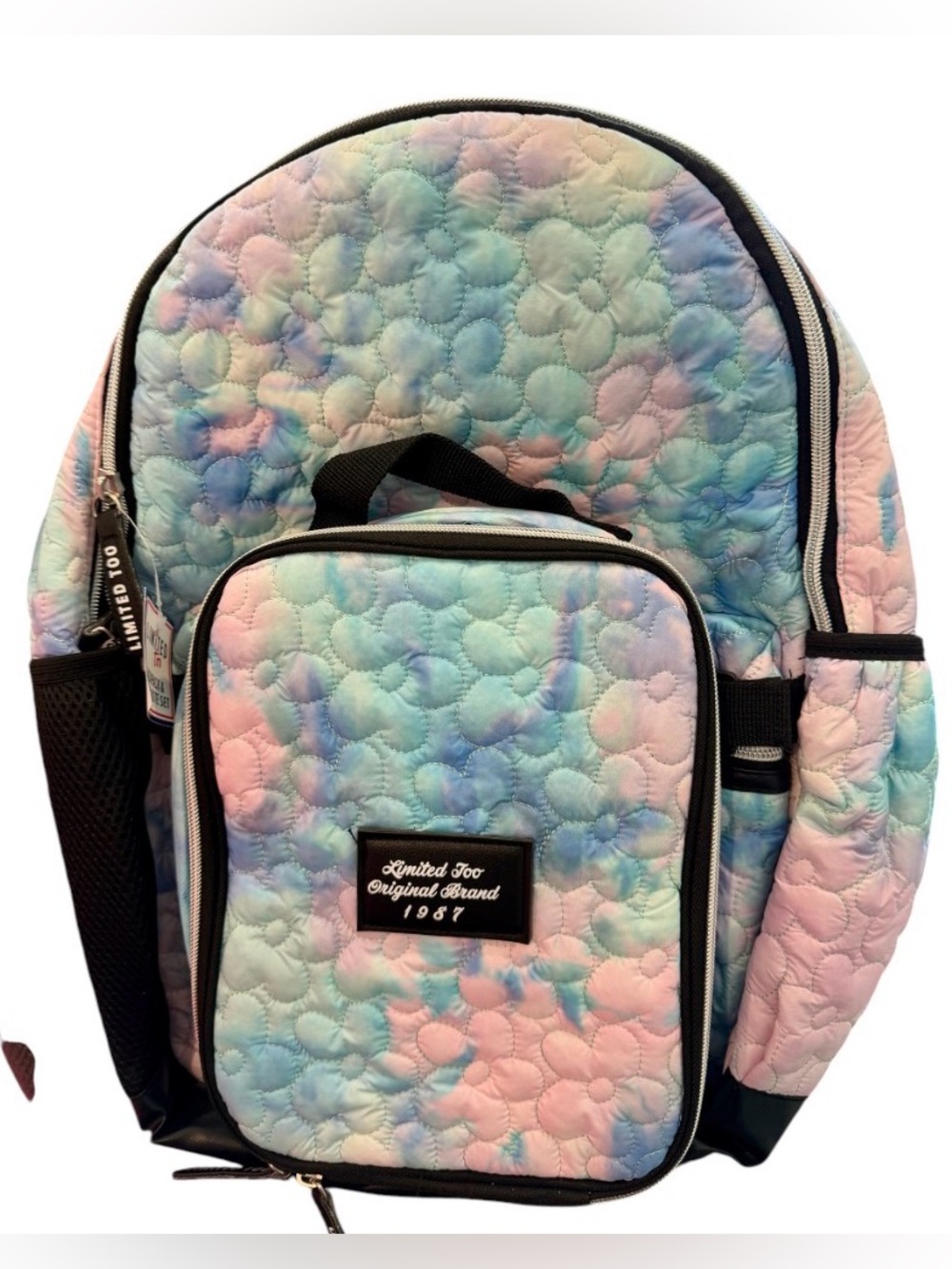 Limited Too Quilted Pastel Tie-Dye Heart Stitch Backpack Set NWT